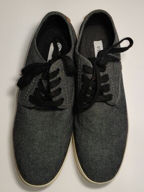 Steve Madden Fenta Men's 9.5 Gray Canvas Casual Fashion Sneakers Oxford Lace Up